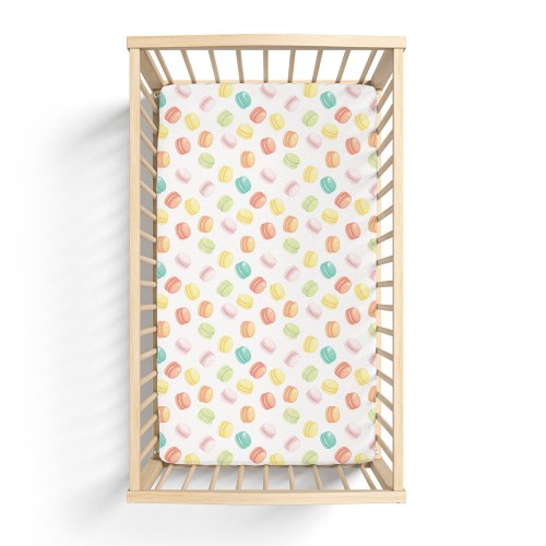 Sweet Macarons Crib Sheet, Pastel Nursery, New Baby Girl Gift