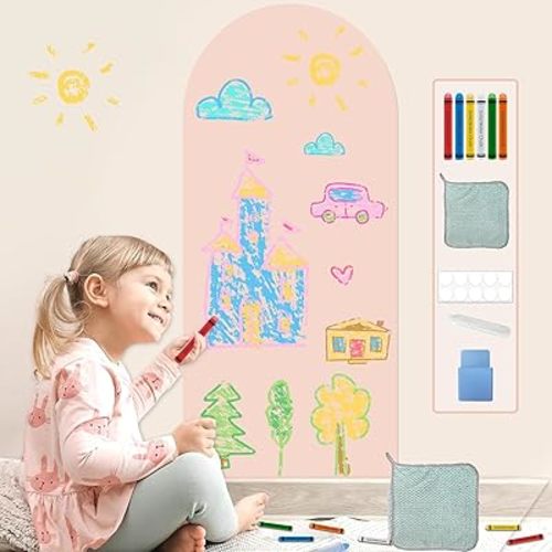 Magnetic Wall Decal Arch Magnetic Chalkboard for Kids Nursery Self Adhesive Chalk Board Magnet Walls Stickers for Playroom Magnet Toy Contact Paper Peel and Stick for Classroom 15.7"x39.4"
