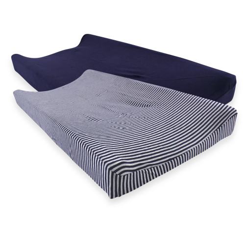 Touched by Nature Baby Boy Organic Cotton Changing Pad Cover, Navy Heather Gray, One Size - Navy Heather Gray