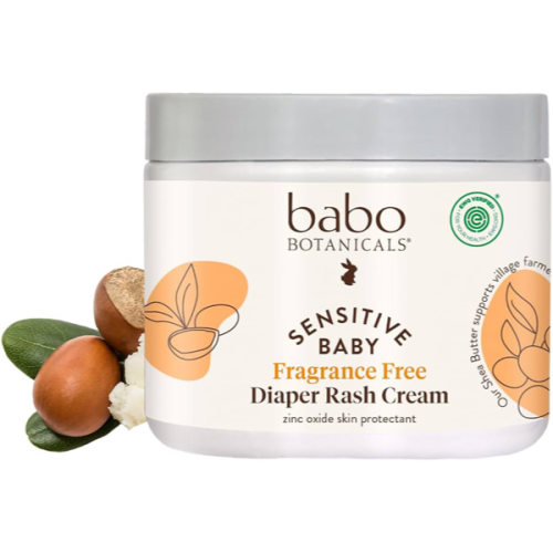 Babo Botanicals Sensitive Baby Fragrance-Free Diaper Cream - 25% Natural Zinc Oxide - Calendula, Shea & Cocoa Butter - EWG Verified - Vegan- from Birth on - 6 Ounce Jar