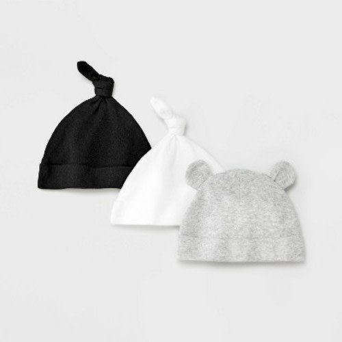 Baby 3pk Basic Hat - Cloud Island™ Black, Size: 0-6M
