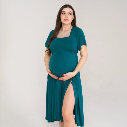 Cassidy Labor & Postpartum Gown Deep Teal – Lila