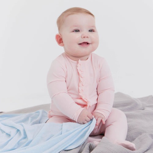 pink dogwood modal magnetic parent favorite footie with ruffles – Magnetic Me