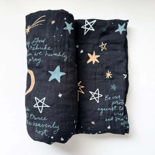 St. Michael Prayer Muslin Blanket Swaddle