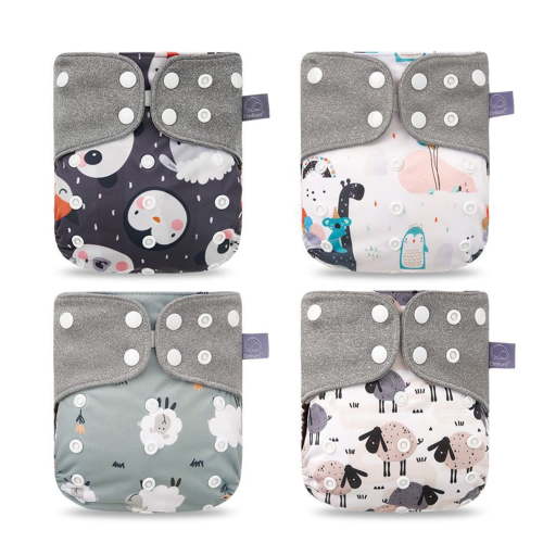 Gecheer 4pcs/pack Baby Cloth Diapers Washable Reusable Pocket Cloth Diaper Quick Dry Breathable Waterproof One Size Adjust
