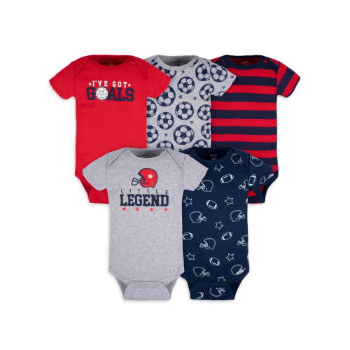 Gerber Baby Boy Short Sleeve Onesies Bodysuits, 5-Pack (Newborn - 12 Months)