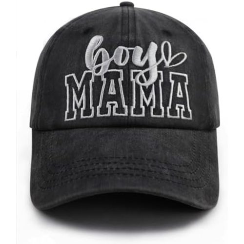 Boy Mama Hats for Women, Adjustable Embroidered Vintage Distressed Mom Baseball Cap