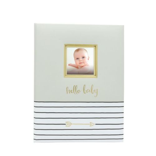 Pearhead Hello Baby, Baby Memory Book - Gray
