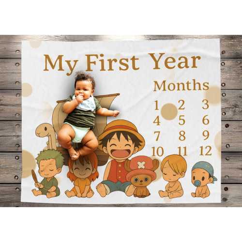 Anime Baby Monthly Tracker, Nursery Decor, Baby Shower Gift, My First Year Blanket