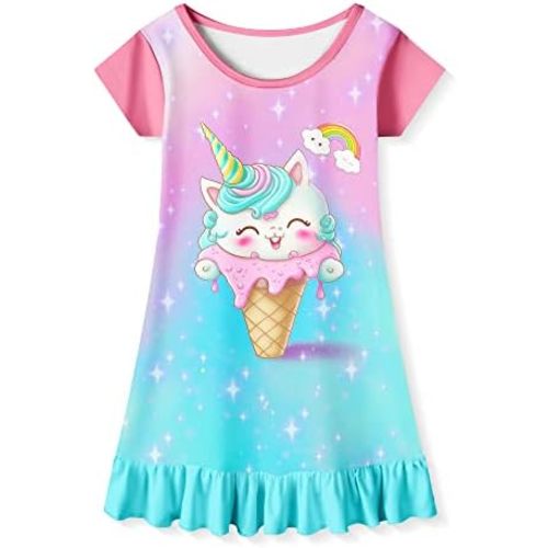 LQSZ Girls Nightgown Casual Dress Sleepwear 3-10 Years Pajamas Nightgowns for Little Girls