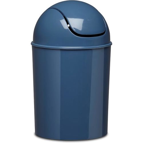 Umbra 1.25 Gallon Mini Waste Can with Removable Swing-Top Lid - Small Garbage Bin for Kitchen, Bathroom, Bedroom, Office - Compact Trash Can Fit Under Tables & Counters - Blue