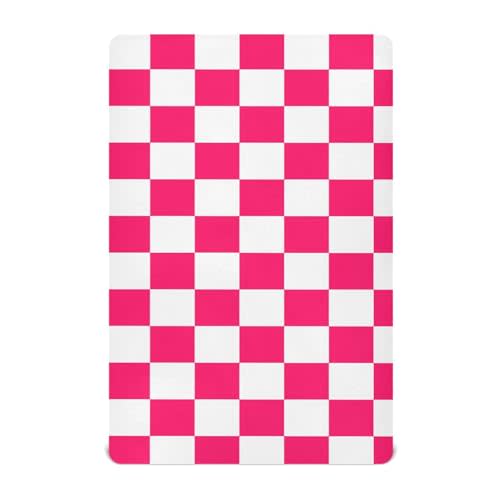 Checkerboard Pink Red Crib Sheets for Boys Girls Pack and Play Sheets Super Soft Mini Fitted Baby Sheet for Standard Crib and Toddler Mattresses Girls Boys, 52x28IN