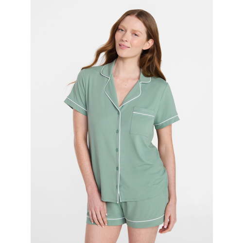 Joyspun Women's Dreamy Soft Collection Notch Top and Shorts Pajama Set, 2-Piece, Sizes XS-3X