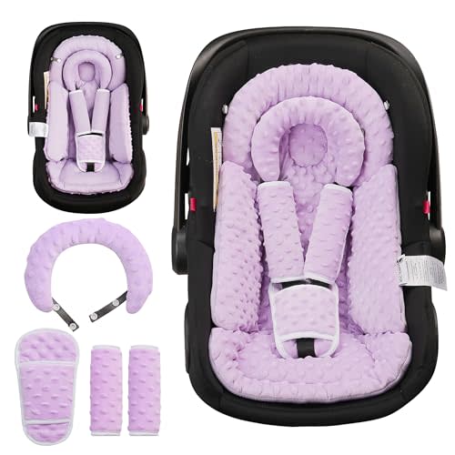 BOMOLOUR Infant Car Seat Insert with Removable Cushion for Baby Preemie Newborn Infant, Reversible carseat Insert Head Body Support Fits for Stroller, Baby Swing, Rocker, Bouncer, Bassinet - Purple