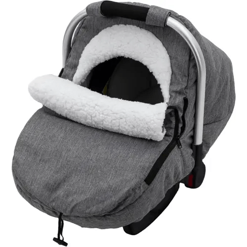 Winter Car Seat Cover Baby, Carseat Cover for Newborn, Plush Fleece Infant Car Seat Canopy with Peeping Window, Warm & Snug Baby Carrier Cover Protect Cold Wind (Gray)