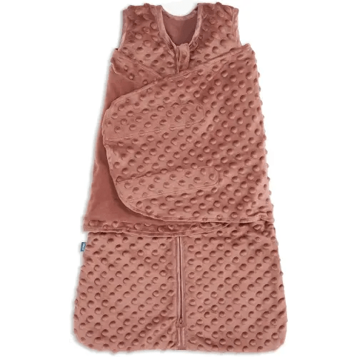 HALO Sleepsack Swaddle, 3-Way Adjustable Swaddle Blanket, TOG 3.0, Velboa, Cedar Plush Dots, Small, 3-6 Months