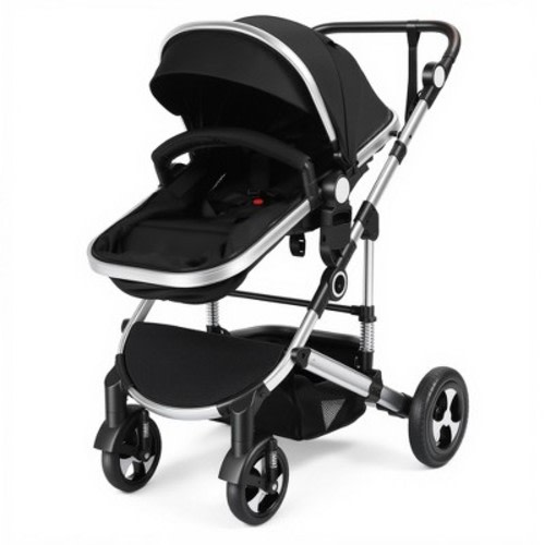 TODECARE 3-in-1 Reversible Baby Stroller with Newborn Pram Conversion, Adjustable Canopy and Handle, Black