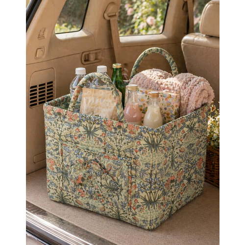 Car Storage Basket Organizer, Large Capacity Foldable Car Organizer with Handles, Quilted Fabric Auto Storage Bin for Trunk, Back Seat, Road Trips, Groceries, Toys & Accessories (Style-G)