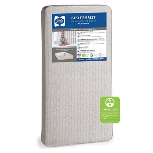 Sealy Baby Firm Rest Antibacterial Waterproof Baby Crib Mattress and Toddler Bed Mattress - 204 Premium Coils - Made in USA, 52"x28"