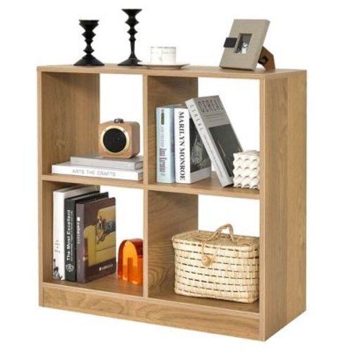 Costway 4-Cube Bookcase Floor Open Wooden Bookshelf Storage Cabinet Toy Organizer Black/White/Natural
