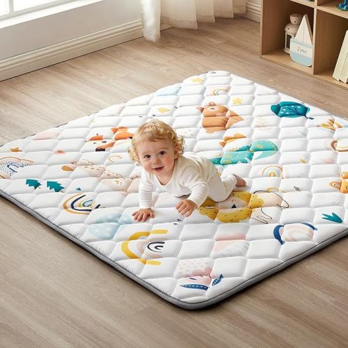 Baby Play Mat 47x47inch, Non-Slip Baby Mat for Floor, Soft Thicker, Portable Playmat, Crawling Mat for Babies, Toddlers & Infants to Play and Learn（Animal）