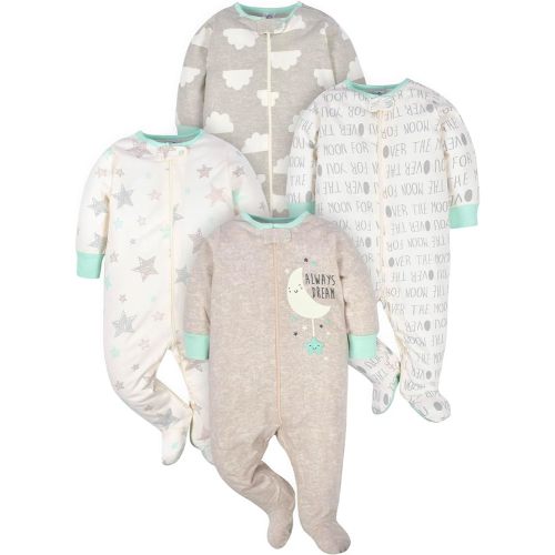 Gerber Unisex Baby 4 Pack Sleep 'N Play Footie Elephants Newborn