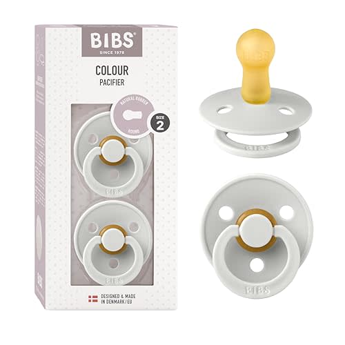 Bibs Pacifiers Color Collection, Set of 2 BPA-Free Latex Pacifiers Made in Europe, Round Nipple Baby Pacifier.
