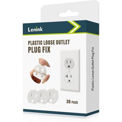 Lenink Loose Outlet Plug Fix, 30 Pack Plastic Snug Socket Secured, Outlet Tightener Insert for Most Loose Outlets, with Back Adhesive