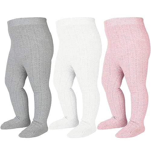 Baby Tights Cable Knit Leggings Seamless Cotton Stockings Pantyhose 0-5T | cotton rich, seamless toe, cable knit, skin-friendly, easy care, for flower girls, weddings, Easter, baby showers, Christmas