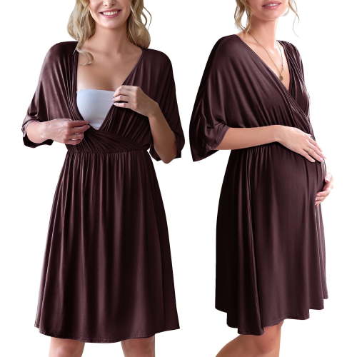Avidlove Maternity Dress for Photoshoot 3 in 1 Labor/Delivery/Hospital Gown Maternity Nursing Nightgown Sleepwear for Breastfeeding Casual Baby Shower Dress S-XXL