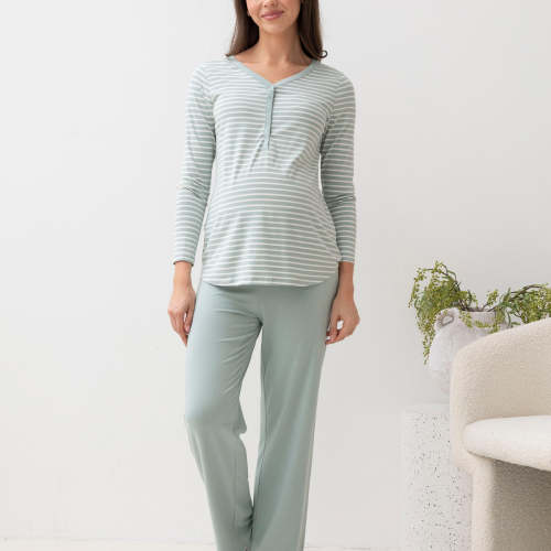 Maternity and Nursing Bamboo/Cotton Pyjama Set - Sage – Angel Maternity USA