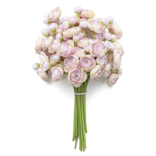 Ranunculus Artificial Flowers 18 Pcs Lilac Faux Silk Mini Ranunculus Bulk Fake Wedding Filler Flowers for DIY Bouquets, Centerpieces, Bridal Shower Decorations & Arrangements