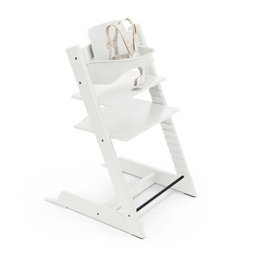 Stokke Tripp Trapp High Chair 2, White - Includes Chair + Baby Set with Removable Harness for Children 6-36 Months - Adjustable, Ergonomic & Easy to Clean