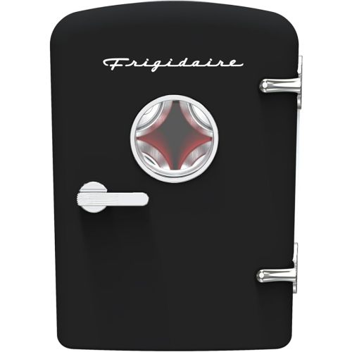 Frigidaire Retro 9-Can Mini Personal Fridge Portable Cooler for Car, Office, Bedroom, Dorm Room, or Cabin, 11.8" D x 7.1" W x 10.1" H, BLACK
