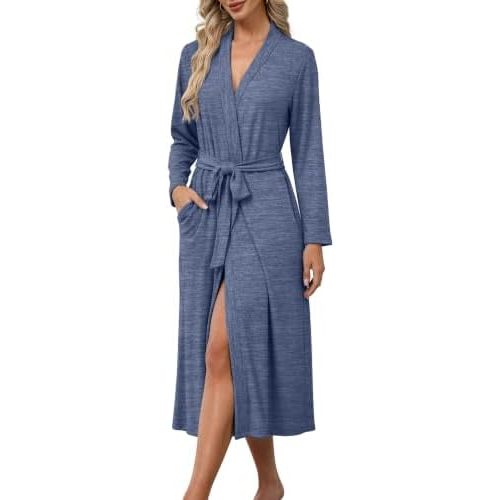 Ekouaer Robes for Women Lightweight Long Bathrobe Soft Knit Bath Robe S-2XL