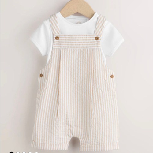 Buy Neutral Stripe Woven Dungaree and Bodysuit Baby Set (0mths-2yrs) from Next USA
