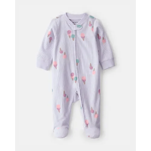 Baby Girl Ice Cream 2-Way Zip Sleep & Play Pajama - Purple | Carter's