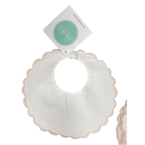 Drybabies Pink Embroidered Scallop Baby Bib – Drybabies