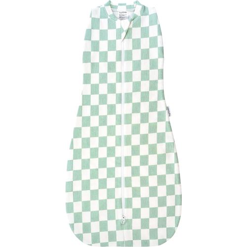 Tiny Twinkle Baby Sleep Sack 6-12 Months | 1.0 TOG, Cotton & Elastane Wearable Blanket | Swaddle Transition Micro-Fleece, Machine Washable (Sage Checkers)