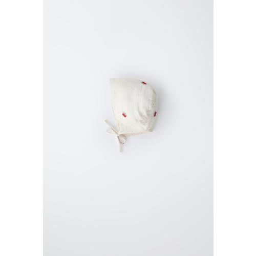 EMBROIDERED CHERRY TEXTURED BONNET - Ecru | ZARA United States