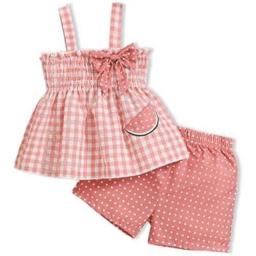 Toddler Girl Clothes Baby Girl Summer Outfits Ruffle Sleeveless Shirts Linen Tops Shorts Set for Girl Clothing