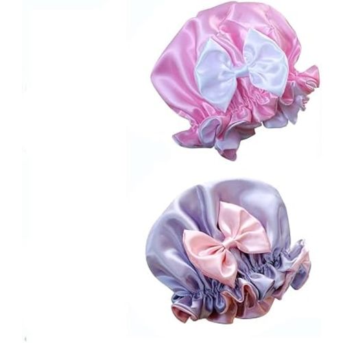 EUBUY 2 Pieces Kids Satin Bonnet for Sleeping, Adjustable Sleeping Cap