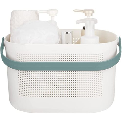 UUJOLY Plastic Storage Baskets with Handles, Shower Caddy Shelf Organizers Basket for Bathroom, Kitchen, Dorm Room, Green