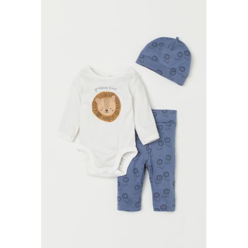 3-piece Cotton Jersey Set - Blue/lion - Kids | H&M US