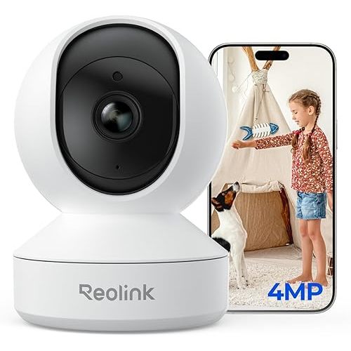 REOLINK 4MP Indoor Security Camera E1, Plug-in 2.4G Wireless WiFi 6 for Baby/Pet Monitor with Phone app, 360 Degree Dog Camera with Person/Pet Detection, Night Vision, 2-Way Talk, Local Storage