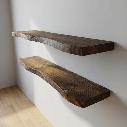 Soild Wood Floating Shelf, Live Edge Wall Mounted Shelf, Rustic Farmhouse Decor, Bathroom Shelves
