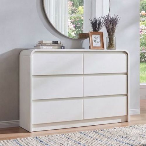 SinCiDo 6 Drawers Dresser for Bedroom, Modern 47in Wide Dressers & Chests of Drawers, White