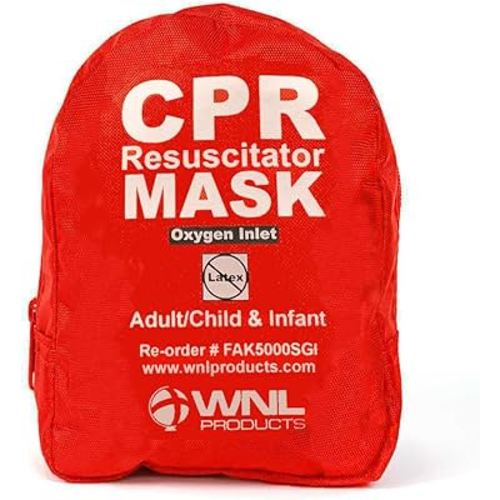 WNL Products CPR Rescue Mask, Adult/Child & Infant Pocket Resuscitator, Soft Case Kit with Belt Clip