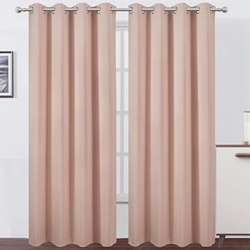 LEMOMO Blackout Curtains 52 x 84 inches Long Blush Curtains Set of 2 Panels Thermal Insulated Room Darkening Curtains for Bedroom