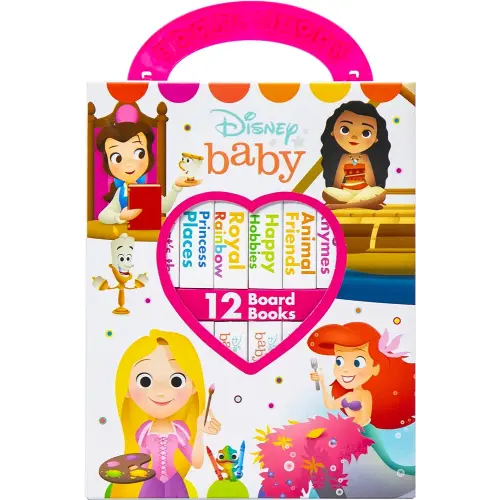 Disney Baby Princess Cinderella, Belle, Ariel, and More! - My First Library Board Book Block 12 Book Set - First Words, Colors, Numbers, and More! - PI Kids